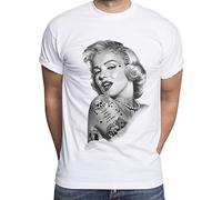 Marilyn Men's T-Shirt Monroe Hollywood Tattoo, Farbe2:Weiß;Größe2:XX-Large