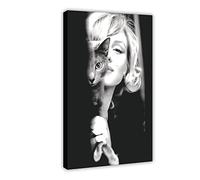 Marilyn Monroe And The Cat Canvas Poster Bedroom Decor Sports Landscape Office Room Decor Gift Frame-style 16x24inch(40x60cm)