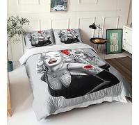 Marilyn Monroe Art Duvet Cover Comforter Covers Quilt Cover 3D Printed for Boys Girls with Zipper Closure with Pillow Cases Soft Microfiber Bedding Set 3 Pieces King（220x240cm）