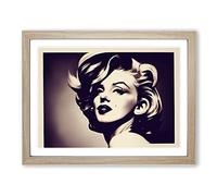 Marilyn Monroe Art WHT Framed Wall Art Print A2 Oak