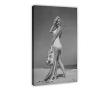 Marilyn Monroe by The Sea - Black And White Poster Canvas Poster Bedroom Decor Sports Landscape Office Room Decor Gift Frame-style 24x36inch(60x90cm)