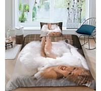 Marilyn Monroe Duvet Cover 3D Print Sexy Comforter Covers for Teens And Adults Quilt Cover with Pillow Cases Soft Microfiber with Zipper Closure Bedding Set 2 Pieces Single(135x200cm)