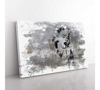 Marilyn Monroe Graffiti Wall Art V3 Modern Canvas Wall Art Print Ready to Hang, Framed Picture for Living Room Bedroom Home Office Décor, 76x50 cm (30x20 Inch)