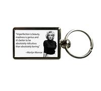 Marilyn Monroe “Imperfection Is Beauty” Quote Metal Keyring - Inspirational Gift