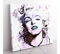 Marilyn Monroe in Abstract Modern Canvas Wall Art Print Ready to Hang, Framed Picture for Living Room Bedroom Home Office Décor, 35x35 cm (14x14 Inch)