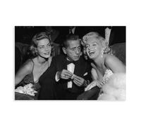 Marilyn Monroe, Lauren Bacall And Humphrey Bogart Vintage Photograph - Retro Photo Prints - Old Hollywood Posters Canvas Poster Bedroom Decor Landscape Office Room Decor Gift 12x18inch(30x45cm)