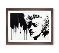 Marilyn Monroe Paint Drip Framed Print | A3 Walnut Framed Wall Art | Ready to Hang | Modern Nature Picture | Living Room Bedroom Lounge Office