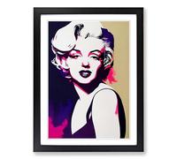 Marilyn Monroe Painted Framed Print | A2 Black Framed Wall Art | Ready to Hang | Modern Nature Picture | Living Room Bedroom Lounge Office