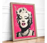Marilyn Monroe Pop Pop Art Framed Wall Art Print A1 (84.1×59.4cm) Oak, Wall Decor for Living Room, Bedroom, Office & Home, Ready to Hang, Art Gift