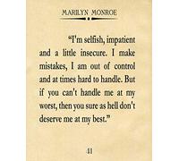 Marilyn Monroe Quote Marilyn Monroe Poster Monroe Wall Art Monroe I'm Selfish Quote Movie Quotation Movie Star Wall Art Movie Script Print (5 x 7, Parchment)