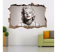Marilyn Monroe Red Lips Smashed Wall 3D Decal Removable Wall Sticker