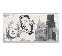 Marilyn Monroe Style Wallpaper Border White Black Silver New York