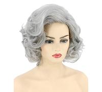 Marilyn Monroe Wig 50s Short Curly Blonde Hollywood Cosplay Fancy Dress Costume Wigs(Grijs)