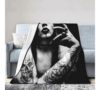 Marilyn Music and Manson Super Soft and Comfortable Flannel Blanket Bed Sofa Soft Blanket Household Bed Blanket Black-3 60"x80"