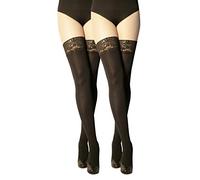 Marilyn Opaque hold-up stockings with 9 cm lace, 100 denier, 2 x black (Nero), M-L