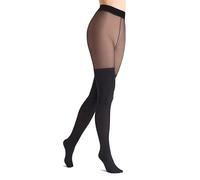 MARILYN opaque women's tights 60 den bottom and 20 den on top with a stocking effect and black stripes, flat seamblack
