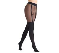 MARILYN opaque women's tights, 60 den bottom and 20 den on top with a stocking effect and black stripesblack