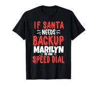 Marilyn Santa's Backup Personalized Marilyn Christmas Name Value Graphic T-Shirt, Men, Black, M