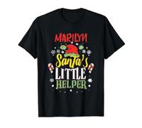 Marilyn Santa's Little Helper Marilyn Christmas Name Value Graphic T-Shirt, Men, Black, S
