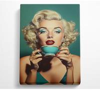 Marilyn Tea Sip Canvas Print Wall Art - Medium 20 x 32 Inches Canvas Art