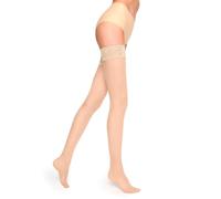 MARILYN Women's Hold-Ups 15 DEN Classic Sexy Transparent Semi-Matte Tear-Resistant Elastic Stockings Elegant 7 cm Lace Top with Non-Slip Silicone Band (1 pair, 34/36 XS/S, Creme)