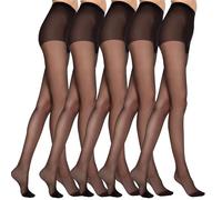 MARILYN Women's Tights Super 15 Denier Half Matte Transparent Tights with Flat Seam Small Gusset Reinforced Toe and Comfortable Waistband Black/Beige/Skin-Colour/Grey, 5x Nero, 10