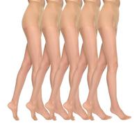 MARILYN Women's Tights Super 15 Denier Half Matte Transparent Tights with Flat Seam Small Gusset Reinforced Toe and Comfortable Waistband Black/Beige/Skin-Colour/Grey, 5 x beige, 12