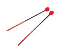 Marimba Mallets | Carbon Fiber & Cotton Thread Drum Sticks for Bass Percussion/School Band | Medium Hard Round Head for Clear Sound (Red Head)