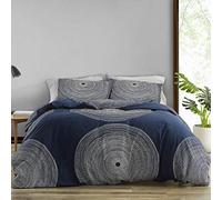 Marimekko Duvet Cover Set Smooth Cotton Percale Bedding with Matching Sham, Lightweight Home Decor,3 pieces, Queen, Fokus Navy