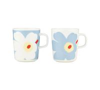 Marimekko Juhla Unikko mug 25 cl 2-pack White-light blue-sand-orange red