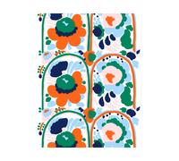Marimekko Karuselli cotton fabric White-orange-blue-emerald