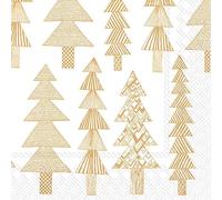 Marimekko Kuusikossa, White Gold Christmas Trees - IHR Lunch Paper Napkins 20 in Pack 3 ply 33 cm Square
