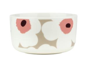 Marimekko - Oiva/Unikko Bowl 50 cl, Clay / Dark Wine - White