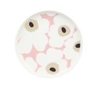 MARIMEKKO Oiva Unikko Dinner Plate - Refine Your Kitchen Décor with Our Iconic Pink and White Stoneware - Stylish Porcelain Plates to Elevate Your Dining Experience (8 inches)