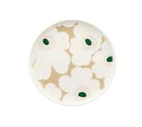 Marimekko - Oiva/Unikko Plate Ø20 cm, Dark Green / Light Sand - Dark Green