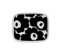 MARIMEKKO Oiva Unikko Rectangular Plate (Black) - Refine Your Kitchen Décor with Our Iconic Black & White Stoneware - Serving Plates to Elevate Your Dining Experience (5 in x 6 in)