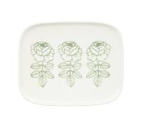 Marimekko Oiva Vihkiruusu side plate White, sage, rectangular 12x15 cm