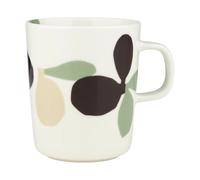 Marimekko Omppo mug White, sage, black brown, linen, 250 ml