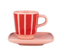 Marimekko Piccolo espresso cup with saucer Salmon red-orange red, 5 cl