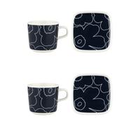 Marimekko Piirto Unikko cup and saucer set 20 cl 4 pieces White-dark blue