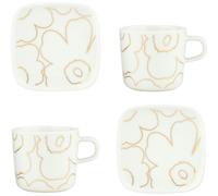 Marimekko - Piirto Unikko Cups & Plates, White / Gold - White