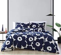 MARIMEKKO - Queen Duvet Cover Set, Cotton Bedding with Matching Shams & Botton Closure, All Season Home Decor (Unikko Indigo, Queen)