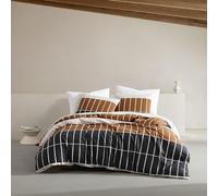 Marimekko - Queen Duvet Cover Set, Organic Cotton Bedding with Matching Shams, Modern Home Decor, GOTS Certified (Tiiliskivi Raita Charcoal, Queen)