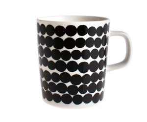 Marimekko Räsymatto mug 25 lack and white