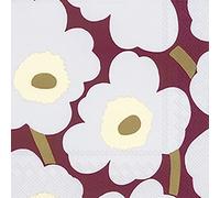 Marimekko UNIKKO Bordeaux Cocktail Napkins - 25 cm Square 20 2 ply Napkins in a Pack