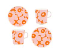 Marimekko Unikko breakfast set White-pink-orange, 4 pieces