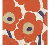 Marimekko Unikko, Cream red Flowers - IHR Lunch Paper Napkins 20 in Pack 3 ply 33 cm Square
