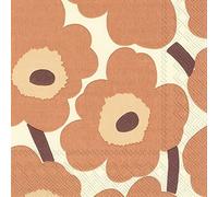 Marimekko Unikko, Cream Terracotta Flowers - IHR Lunch Paper Napkins 20 in Pack 3 ply 33 cm Square