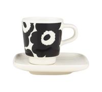 Marimekko Unikko espresso cup with saucer, 2-piece set Black-white