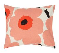 Marimekko - Unikko Pillowcase 60x63 cm, Coral / Charcoal / Orange Red - Coral